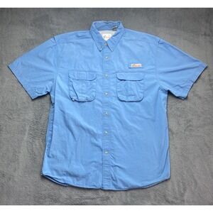 World Wide Sportsman Bass Pro Fishing Men's XL Short Sleeve Button Up Shirt Blue
